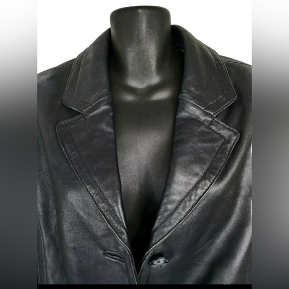 SONOMA Sz L WOMENS JACKET COAT BLAZER LAMBSKIN LEATHER BALCK COLOR - Picture 5 of 6